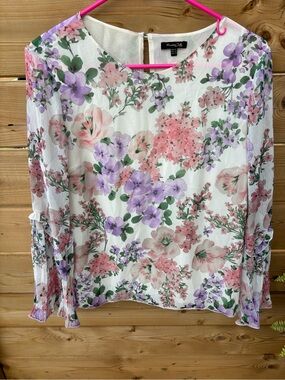 Massimo Dutti Floral Pleated Blouse